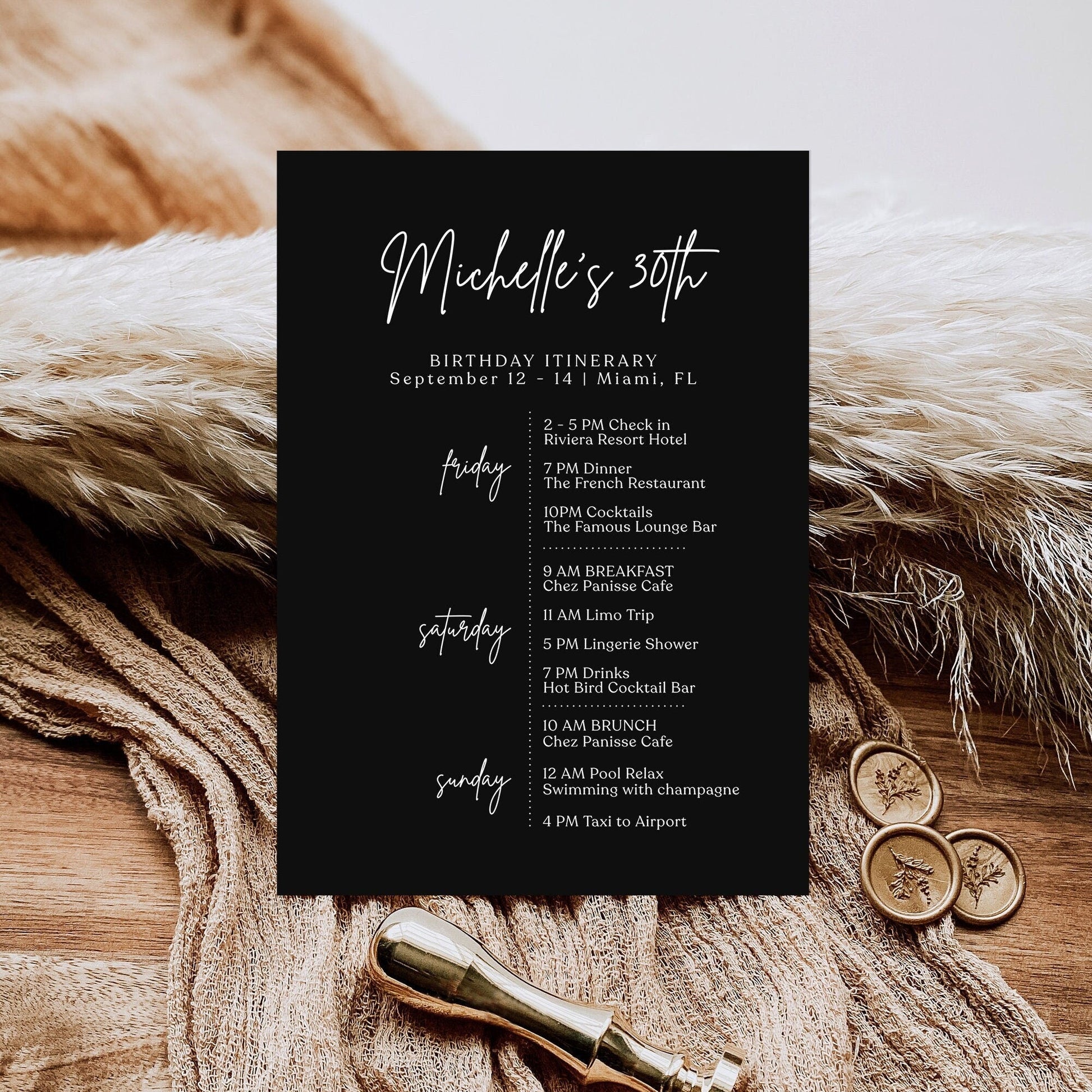 Printable Birthday Itinerary Template - Editable & Minimalist | Instant Download