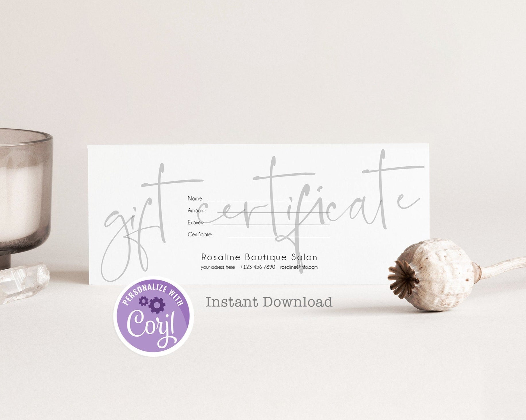 Editable Gift Certificate Template, Calligraphy Gift Card Template, Gift Voucher Template, Printable Gift Cards, Gift Card, Shop Voucher
