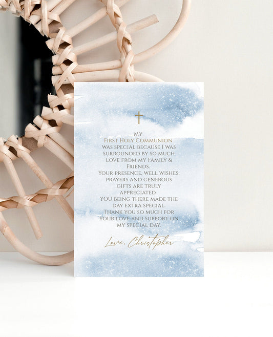 Printable Thank You Card Template – First Holy Communion & Baptism