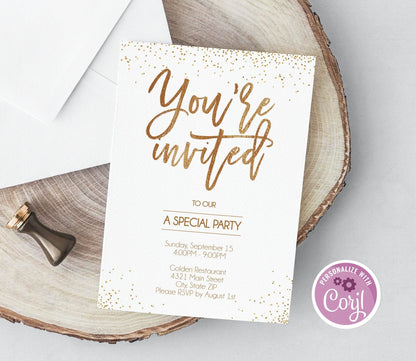 You're Invited Invitation Template – Editable Business, Graduation, Special Event Printable | Instant Download Invitation Design