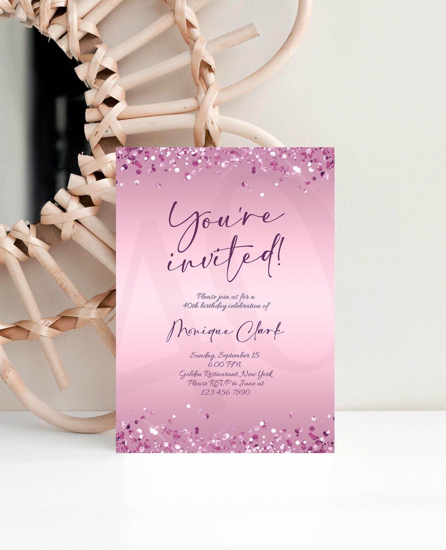 Editable You Are Invited Purple Birthday Invitation Template, Printable Birthday Party Invite, Any Age You're Invited Card, Email Text Message, Instant Download