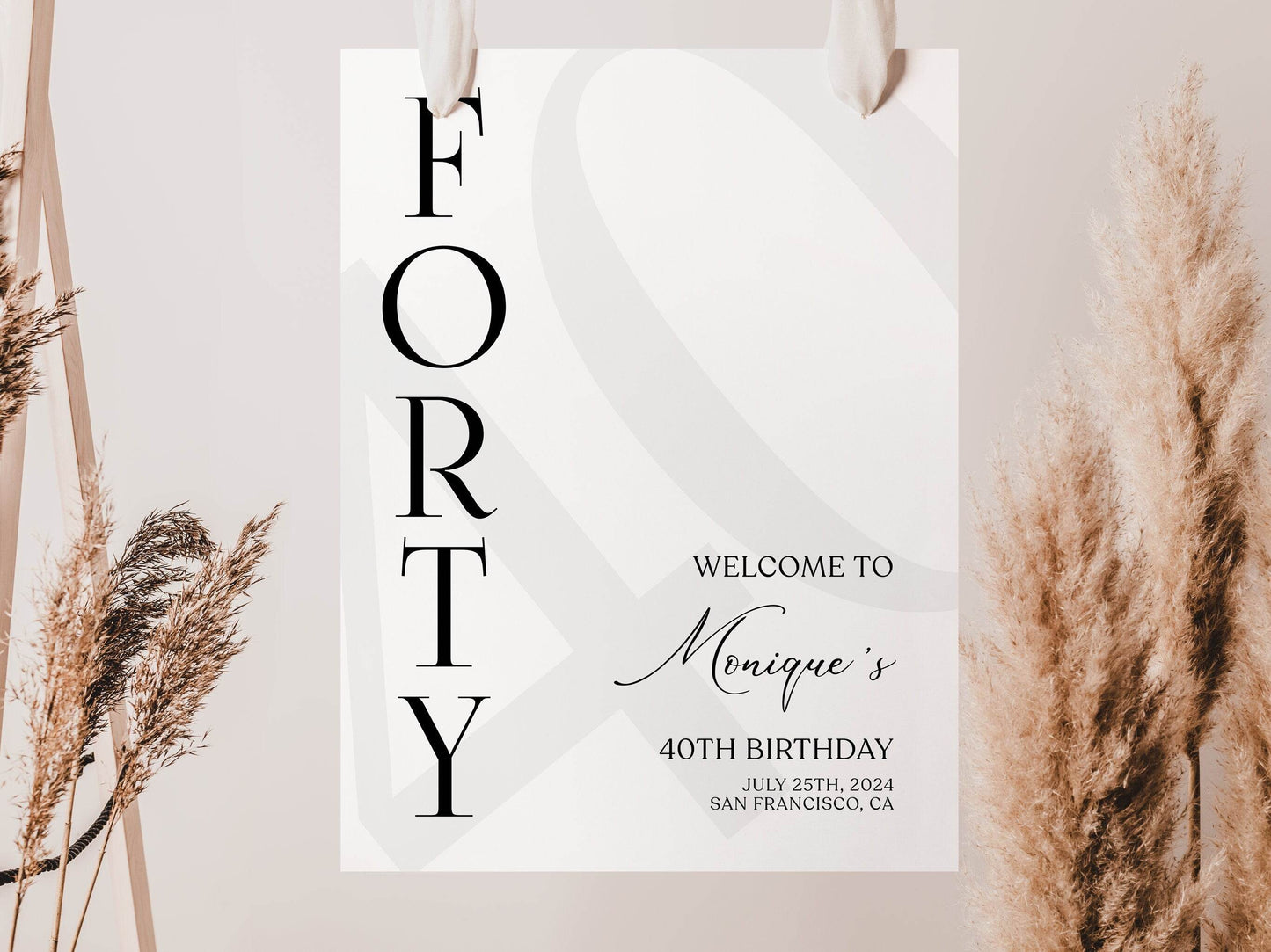 Simple 40th Birthday Welcome Sign Template, Minimal Birthday Printable Welcome Sign, Forty Birthday Sign, Editable Sign, 40th Welcome Poster