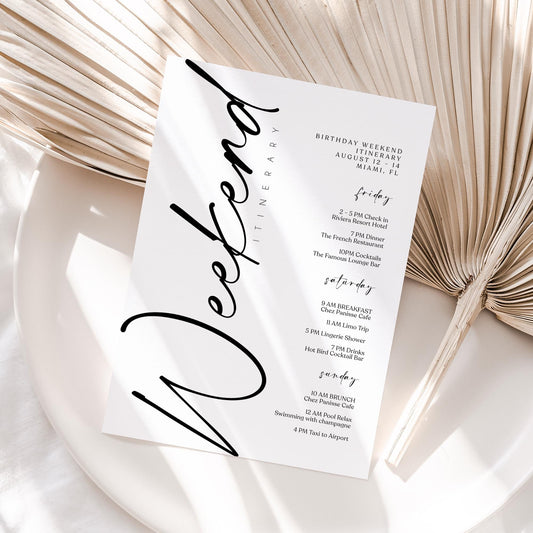 Weekend Itinerary Template | Editable & Printable | Bachelorette & Birthday - MagicalEventCo