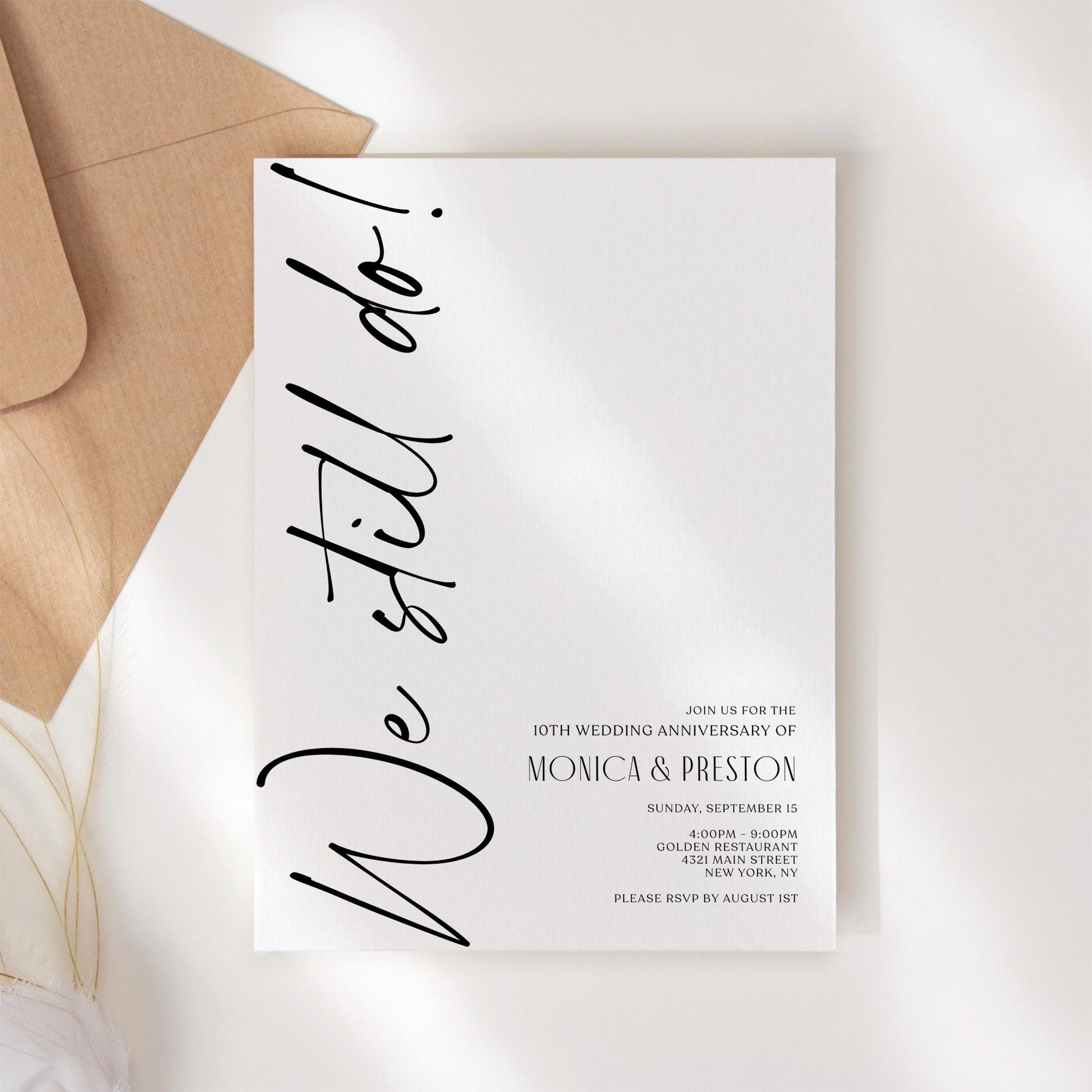 Anniversary Wedding Invitation Template - Editable & Minimalist