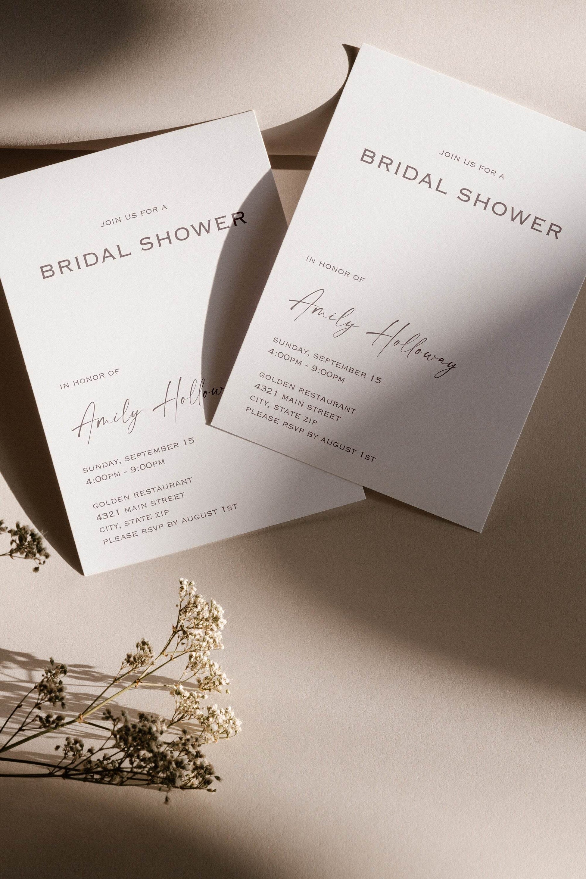 Simple Bridal Shower Invitation Template | Modern Minimalist Editable Invite | Elegant Printable Bridal Shower Card | Digital Instant Download