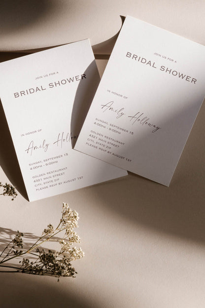 Simple Bridal Shower Invitation Template | Modern Minimalist Editable Invite | Elegant Printable Bridal Shower Card | Digital Instant Download