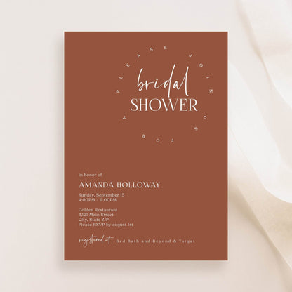 Desert Boho Bridal Shower Invitation Template – Editable Terracotta Bridal Shower Card | Boho Email or Text Message Invite | Instant Download