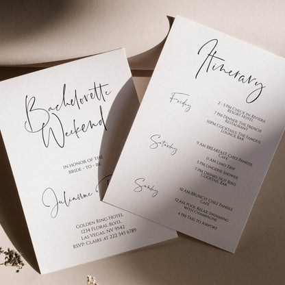 Minimalist Bachelorette Invitation and Itinerary Template, Editable Printable Bachelorette Invite, Modern Bachelorette Party Schedule, Instant Download
