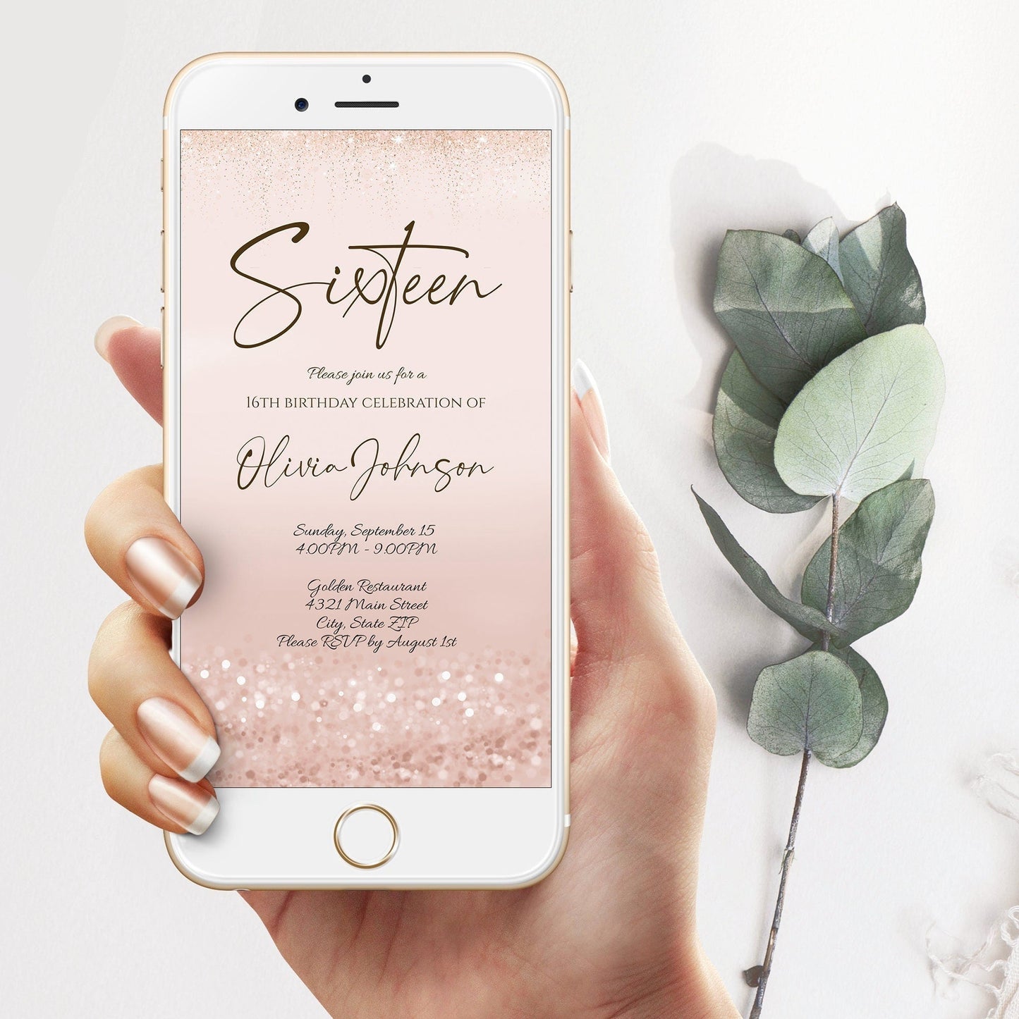 16th Birthday Digital Invitation | Editable Text Message Evite | Sweet Sixteen Phone Invite Template | Electronic Party Invite | Instant Download