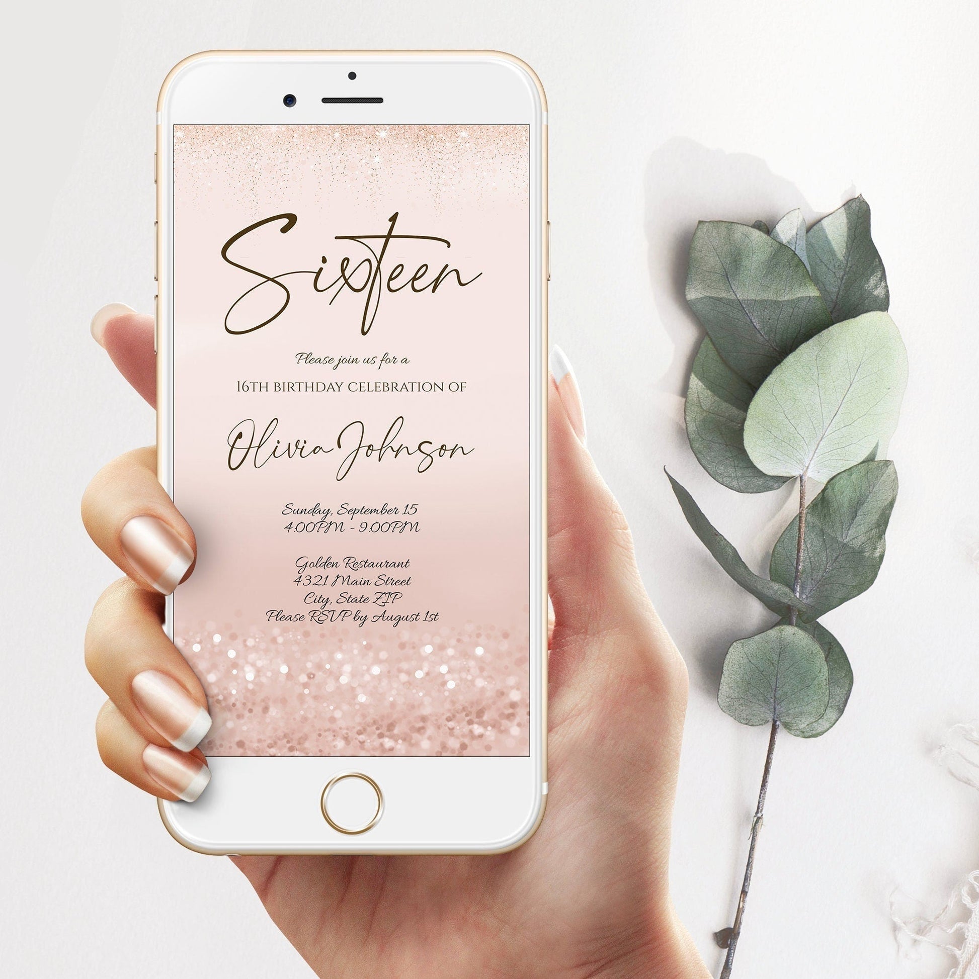 16th Birthday Digital Invitation | Editable Text Message Evite | Sweet Sixteen Phone Invite Template | Electronic Party Invite | Instant Download