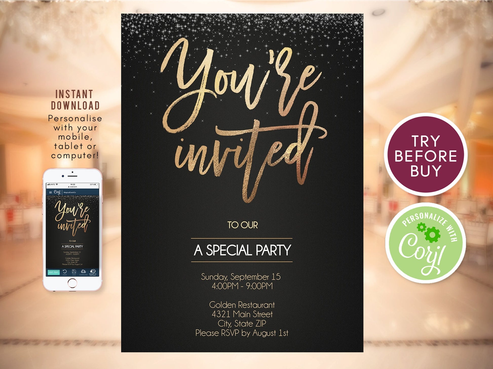 You're invited Invitation Template, Instant Download, Editable Business Template, Special Event Invitation Printable, Graduation Invitation