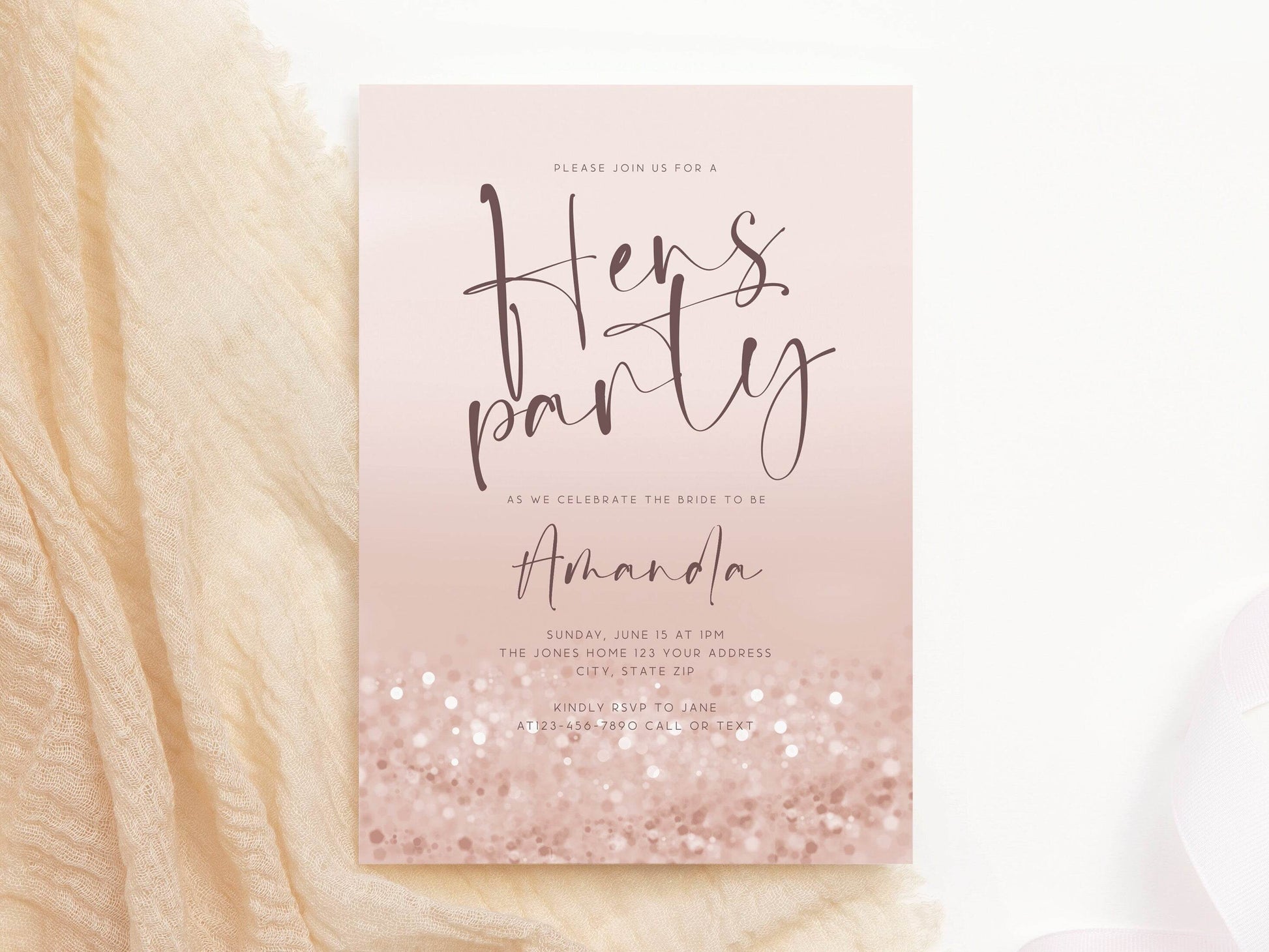 Printable Hens Party Invitation Template, Editable Bachelorette Invitation, Bachelorette Digital Invite, DIY Text Message Hens Party Invite