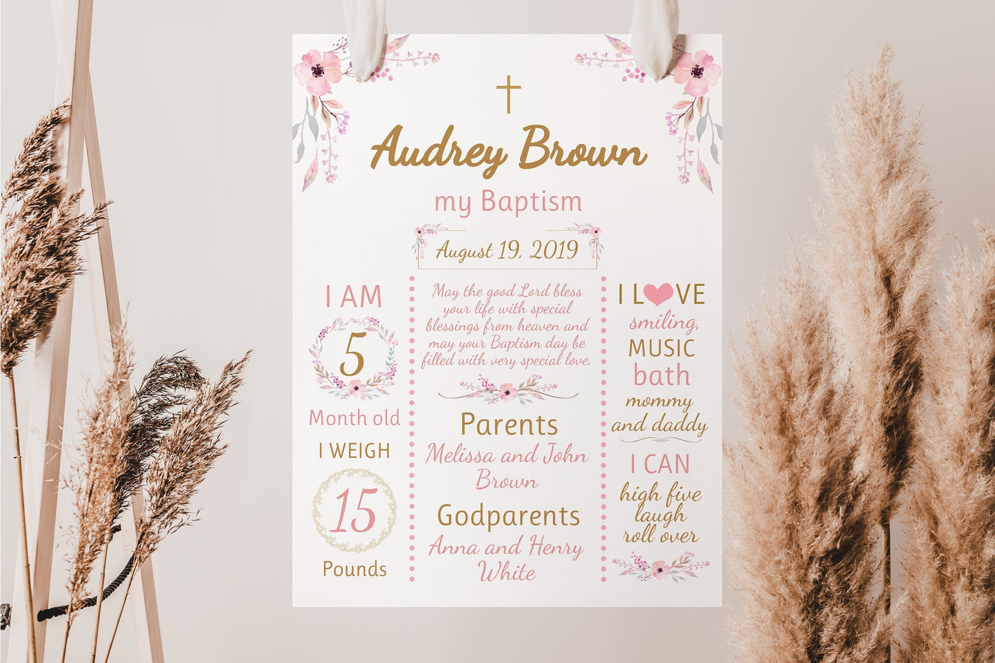 Printable Baptism Chalkboard Sign | Editable Template
