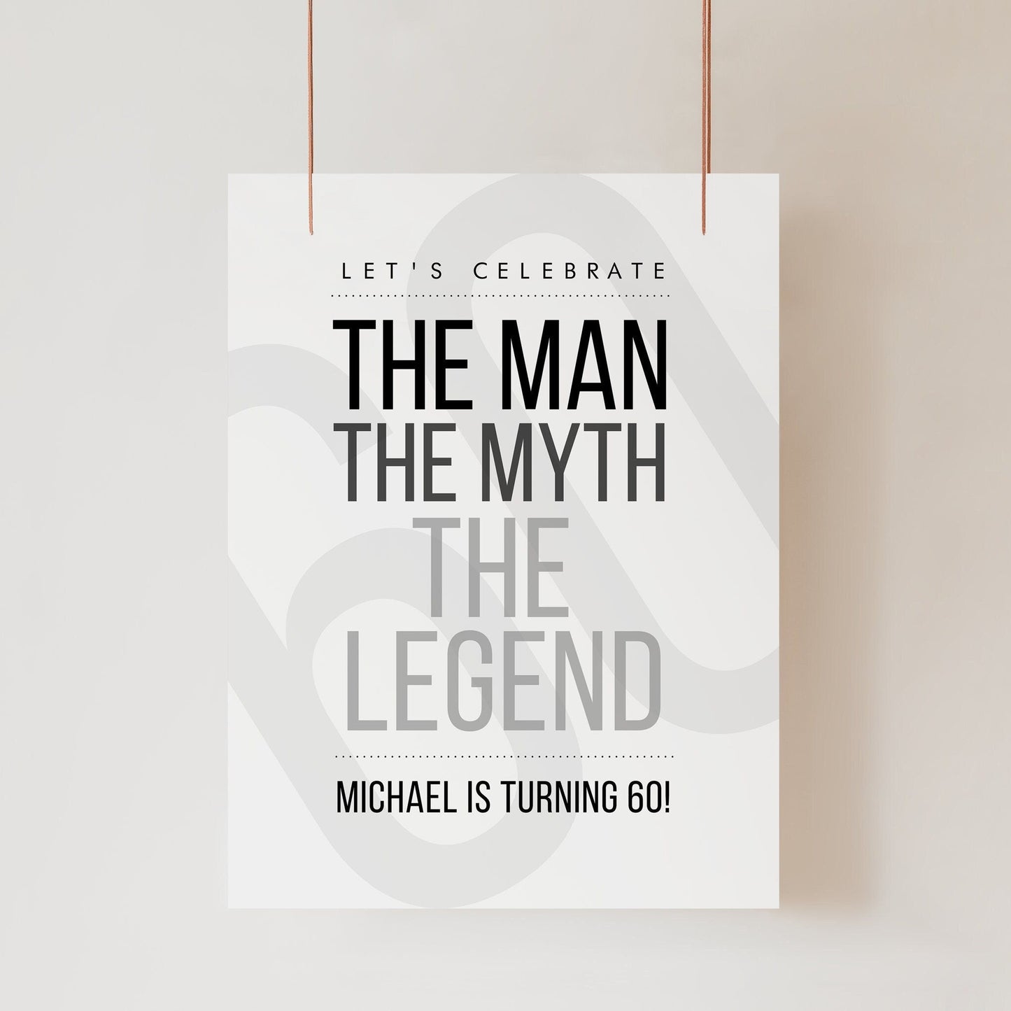 60th Birthday Welcome Sign Template | The Man The Myth The Legend | Printable & Editable Banner | Minimalist Any Age Party Decor | Instant Download