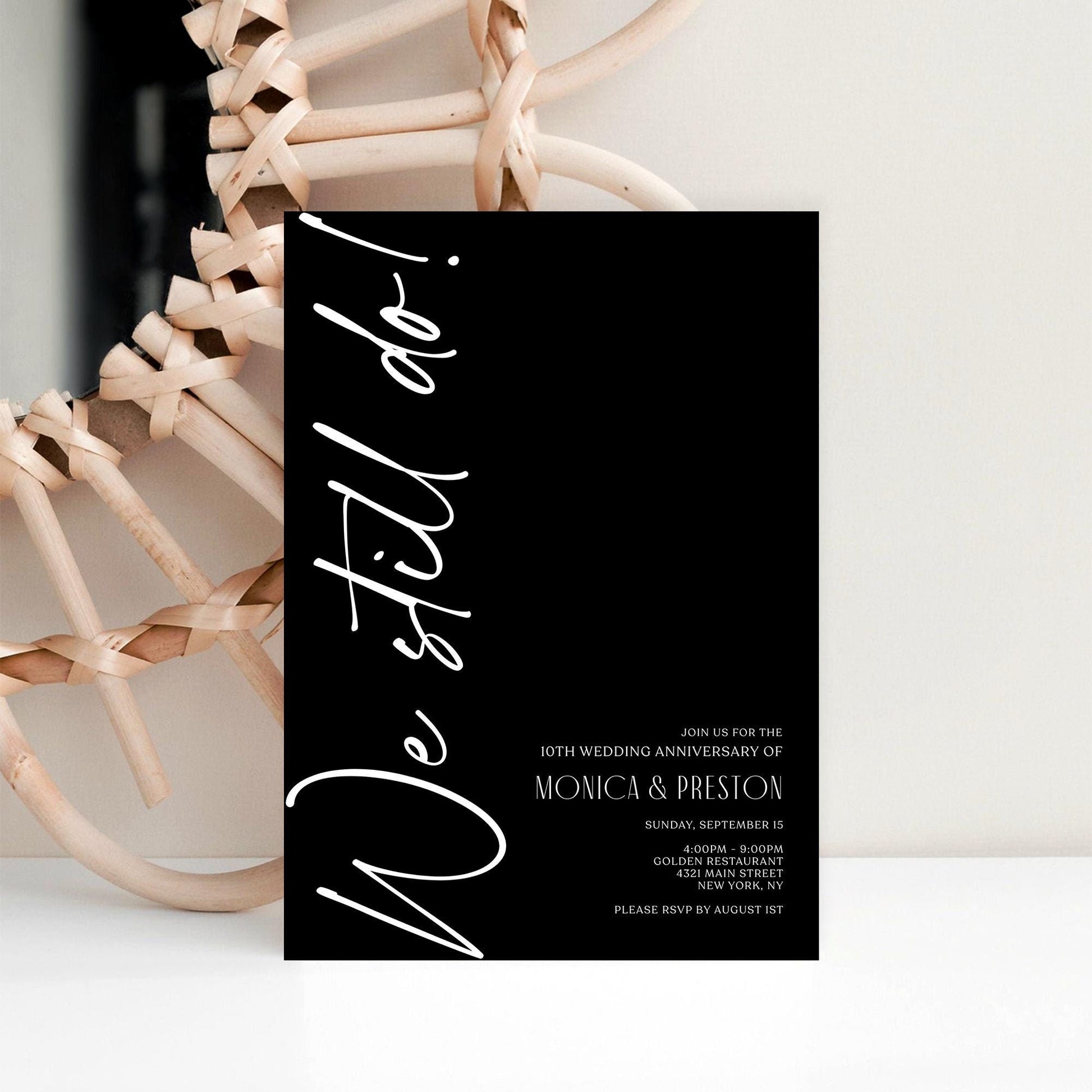 We Still Do Anniversary Invitation Template, Editable Minimalist Black Wedding Invite, Printable Celebration Dinner Card, Email & Text Evite, Instant Download