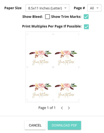Blush Food Labels Place Card Template, Editable Buffet Food Tent, Floral Tent Cards Printable, Floral Escort Cards, Instant Download DIY
