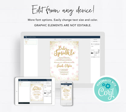 Girl Birthday Invitation Printable, Fun Cake Decorating Birthday Party Invite, Editable DIY Invitation, Instant Download