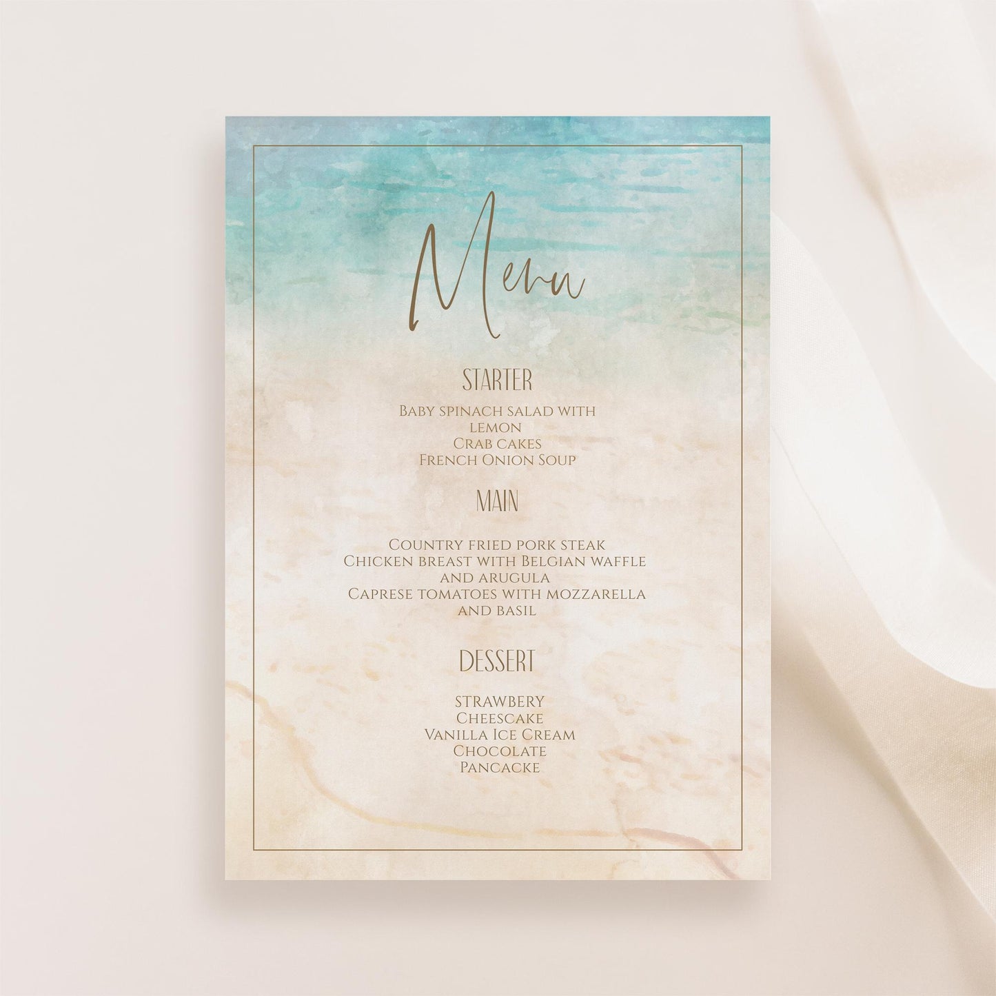 Editable Beach Marine Birthday Card Menu, Printable Bridal Shower Menu, Sea Wedding Menu, Bachelorette Party Menu, Digital Instant Download