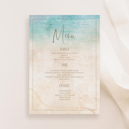 Editable Beach Marine Birthday Card Menu, Printable Bridal Shower Menu, Sea Wedding Menu, Bachelorette Party Menu, Digital Instant Download