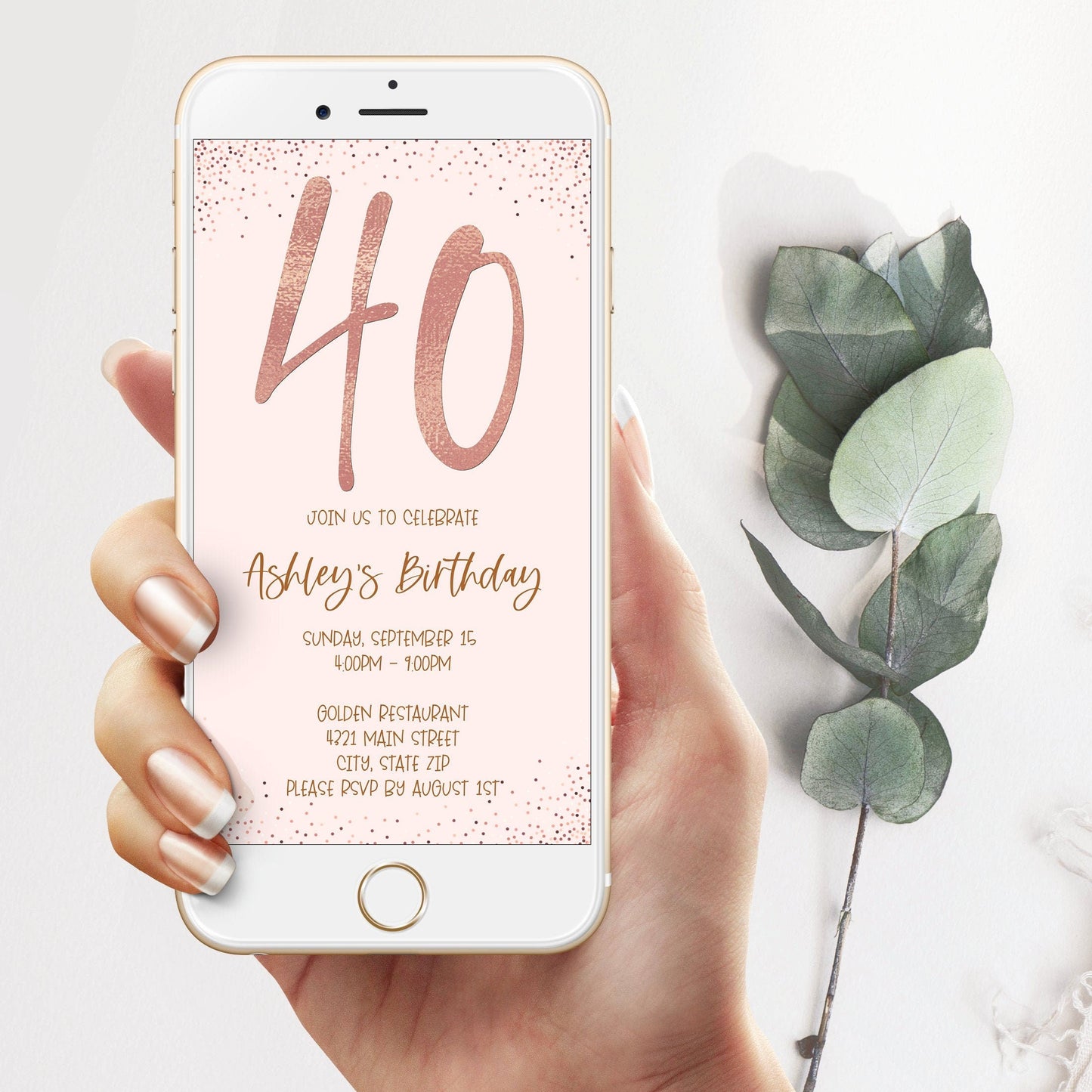 Editable 40th Birthday Text Invitation | Digital Mobile Evite Template | Phone Text Message Invite | Instant Download | Forty Birthday Digital Invite