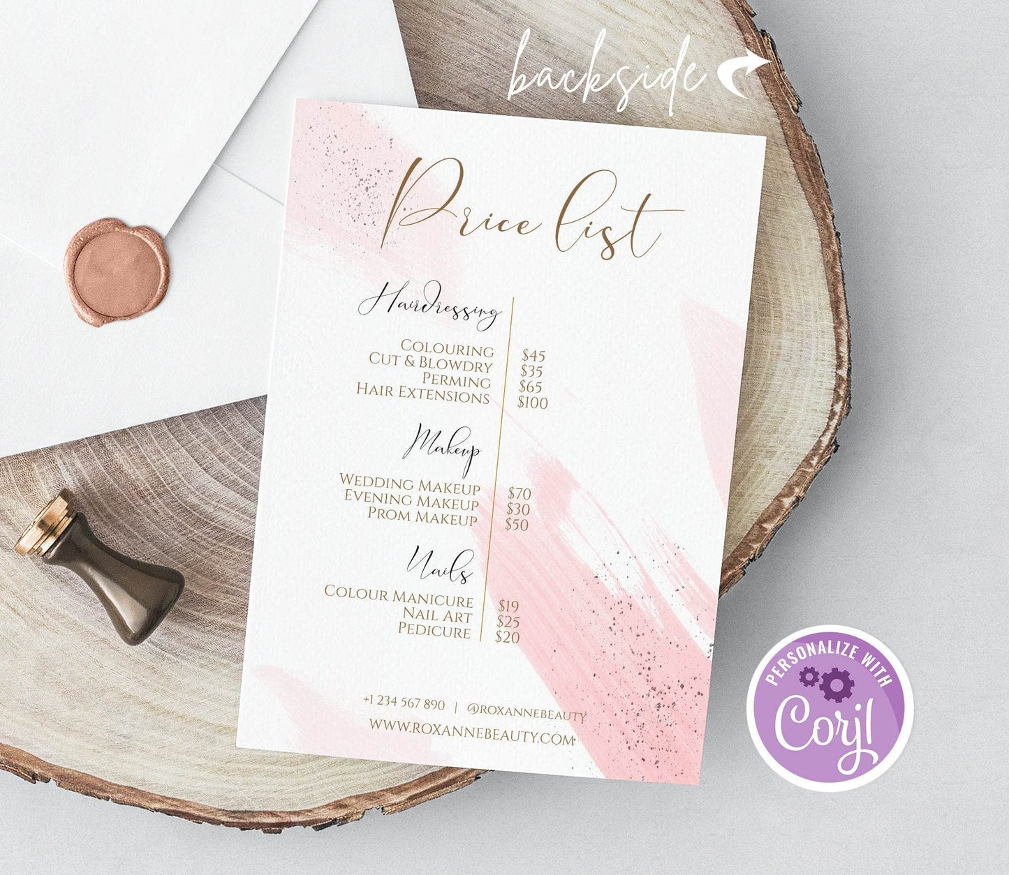 Price List Editable Template, Business Pricing Guide, DIY Price Sheet, Beauty Salon Services Menu, Instant Download, Editable Price List