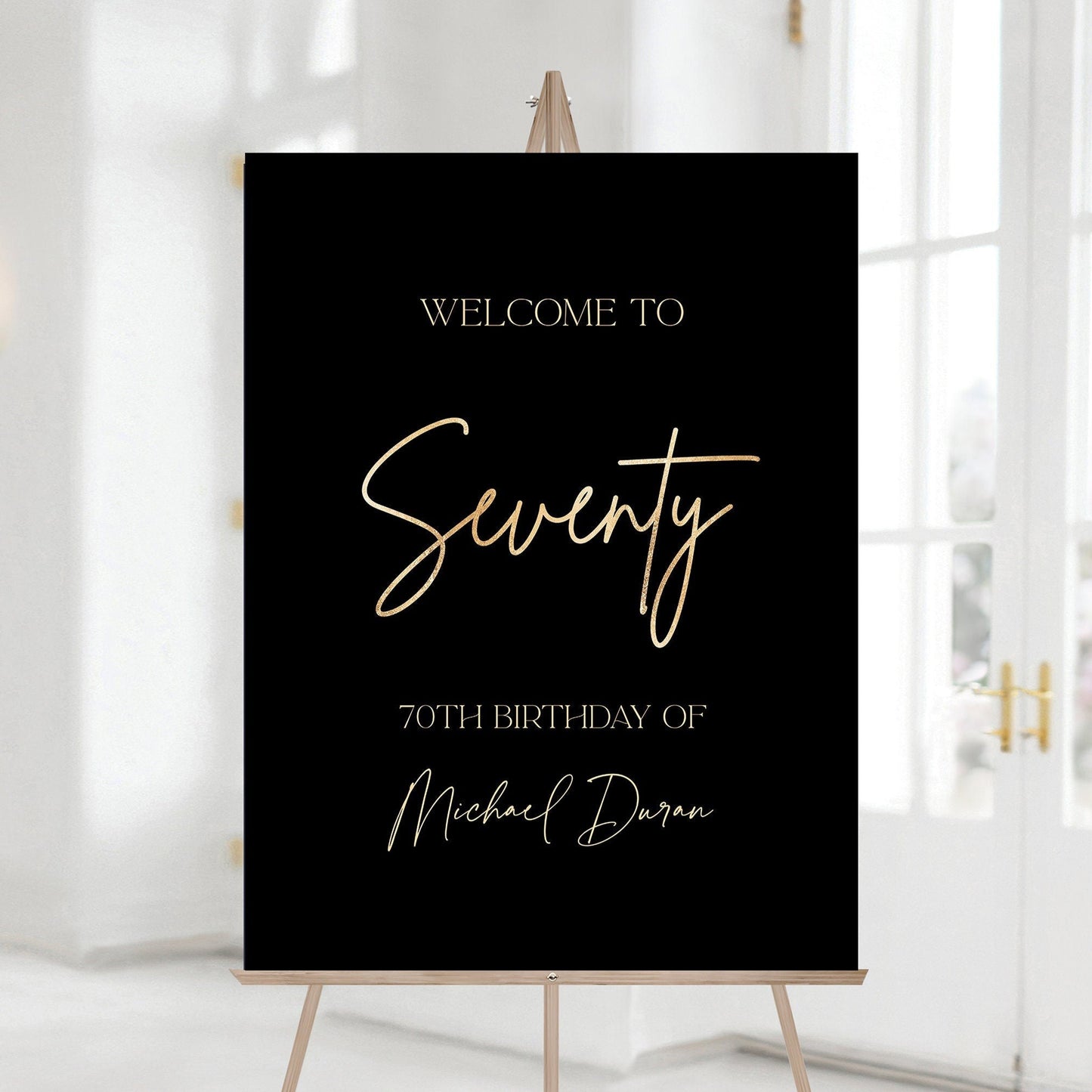70th Birthday Welcome Sign Template - Editable & Printable | Golden Years Celebration