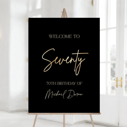 70th Birthday Welcome Sign Template - Editable & Printable | Golden Years Celebration