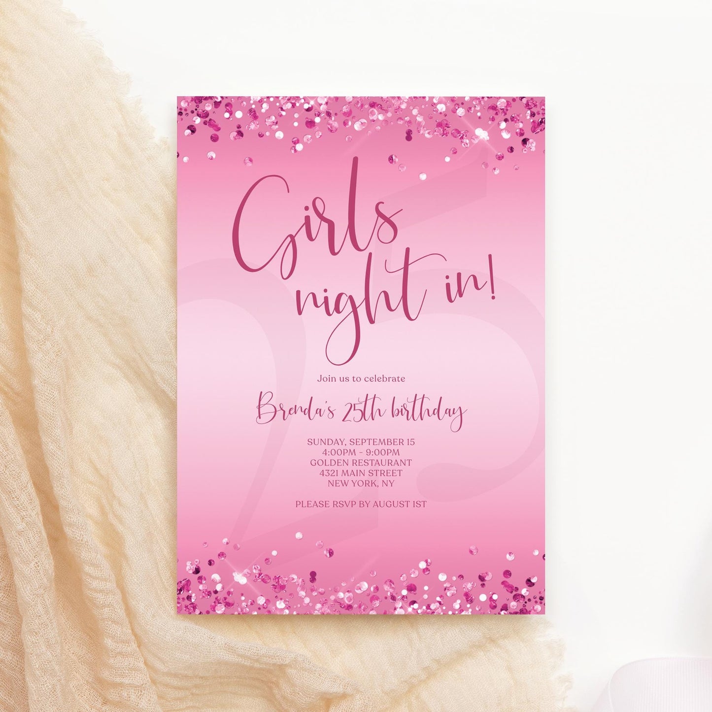 Pink Girls Night Invitation Template | Editable Pamper Party Invite