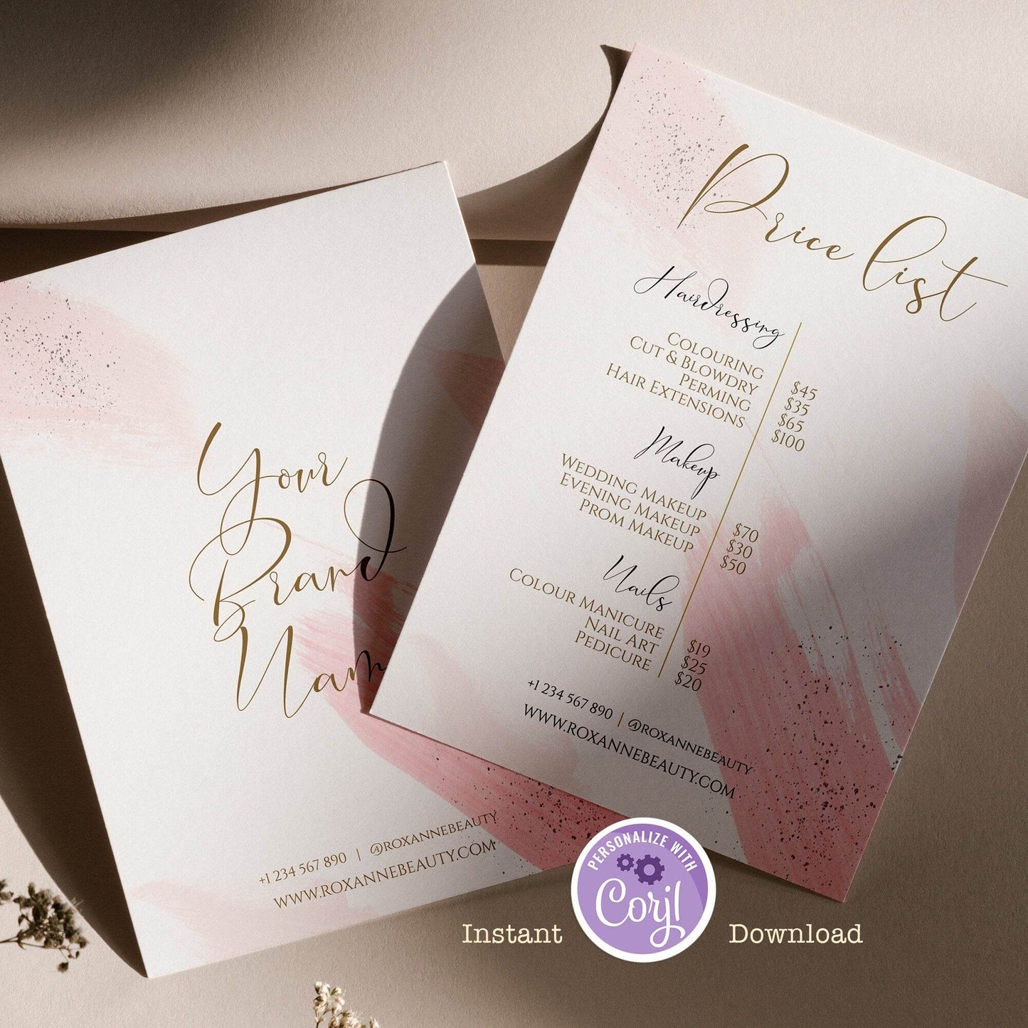 Price List Editable Template, Business Pricing Guide, DIY Price Sheet, Beauty Salon Services Menu, Instant Download, Editable Price List