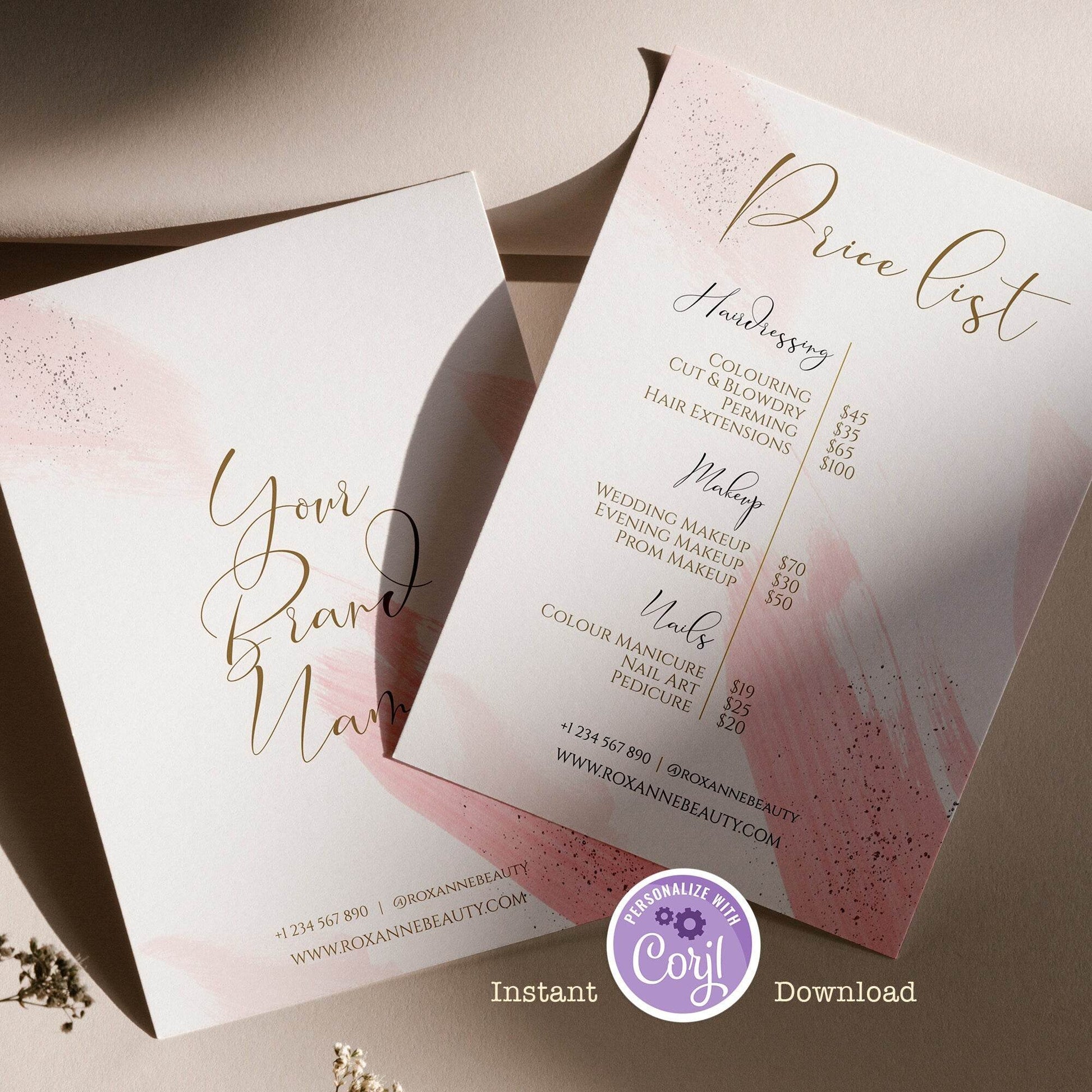 Price List Editable Template, Business Pricing Guide, DIY Price Sheet, Beauty Salon Services Menu, Instant Download, Editable Price List