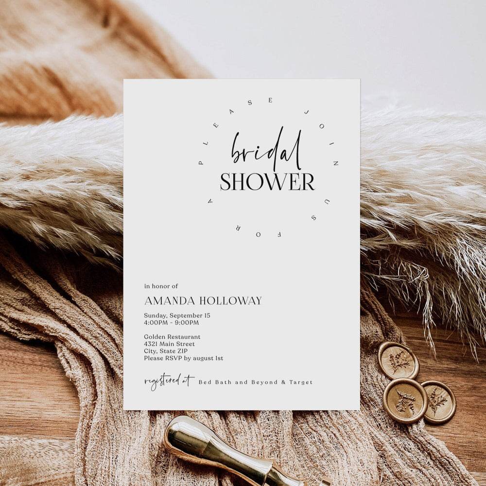 Minimalist Bridal Shower Invitation Template – Simple Editable Bridal Shower Invite | Printable Email & Text Message Digital Invitation | Instant Download