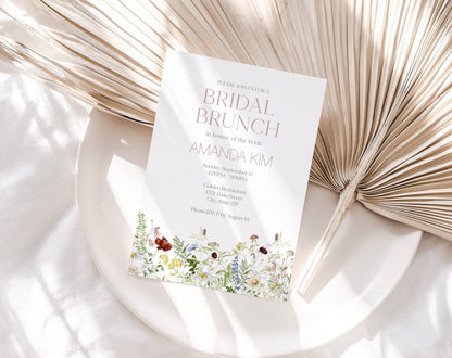 Wildflower Bridal Brunch Invitation Template, Floral Spring Bridal Shower, Wildflowers Shower Invite, Bridal Brunch Invite, Printable Invite