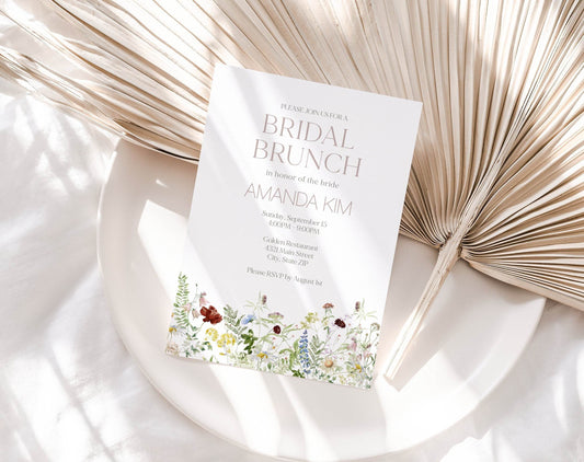 Wildflower Bridal Brunch Invitation Template, Floral Spring Bridal Shower, Wildflowers Shower Invite, Bridal Brunch Invite, Printable Invite