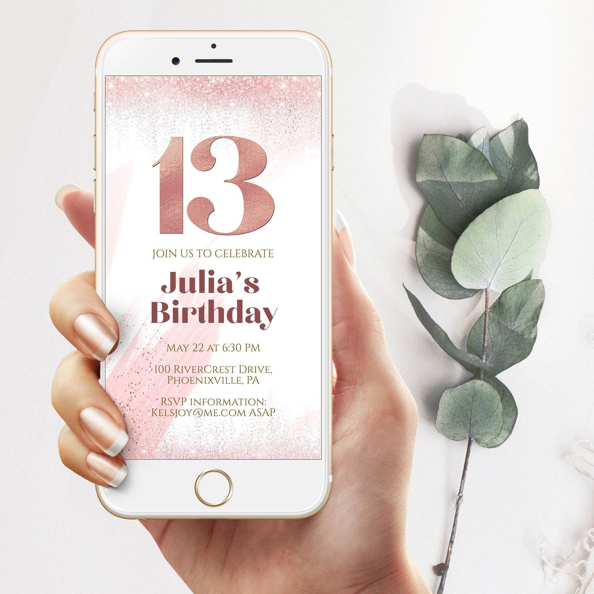 Electronic 13th Birthday Invitation Template – Editable Thirteen Birthday Text Message Evite | Digital Invite for Text or Email | Instant Download