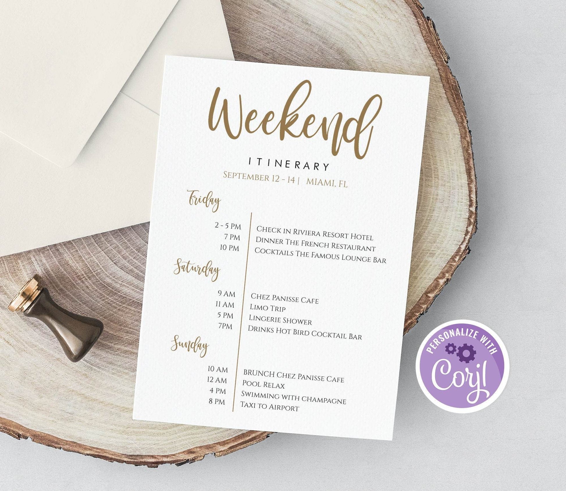 Minimalist Bachelorette Itinerary Template | Editable Weekend Schedule Invite | Simple Birthday Itinerary Printable | Instant Download
