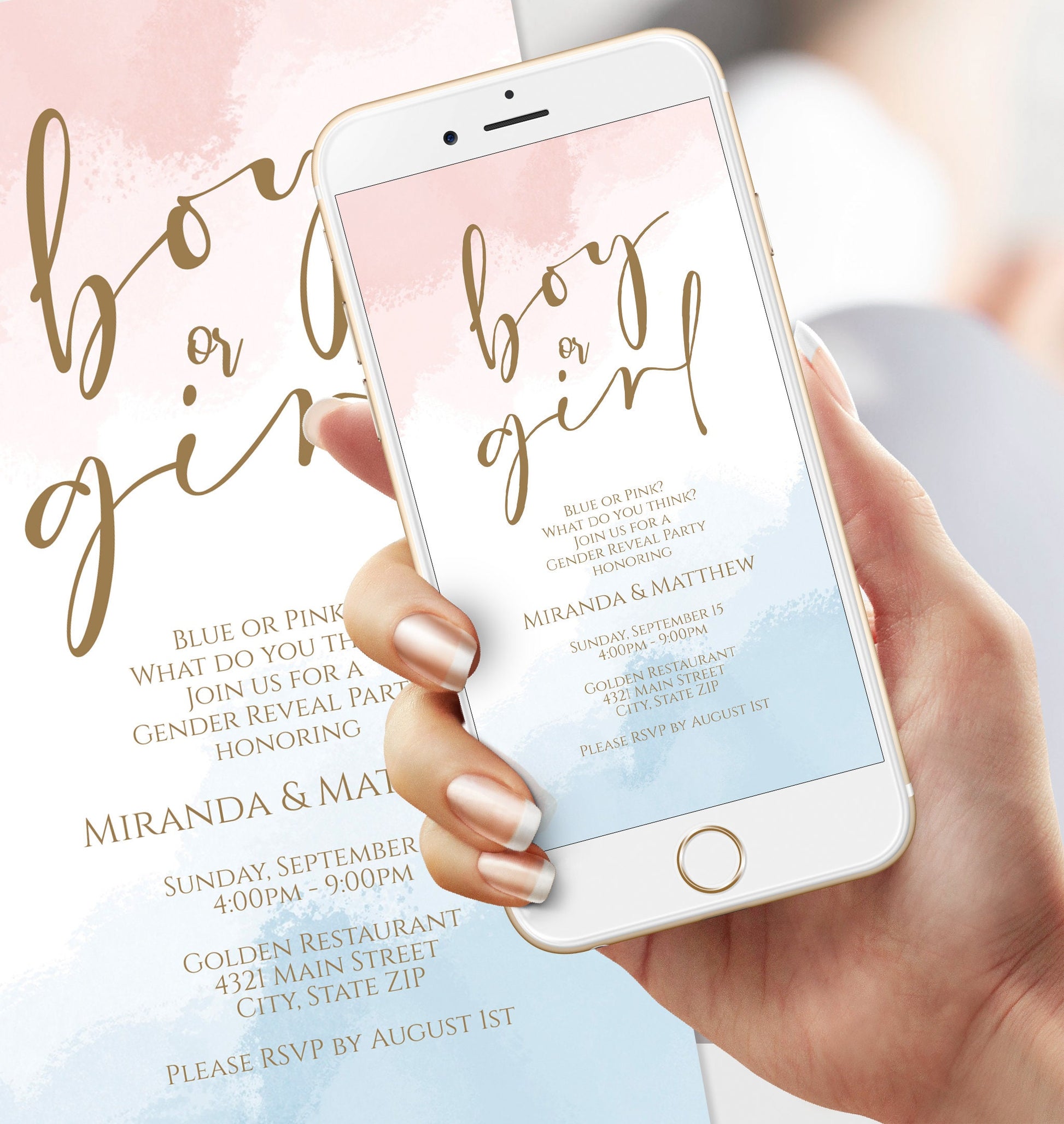 Electronic Boy Or Girl Gender Reveal Invitation Template