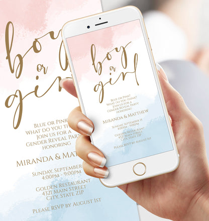 Electronic Boy Or Girl Gender Reveal Invitation Template