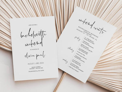 Printable Simple Bachelorette Itinerary Template, Editable Hens Party Weekend Itinerary, Bachelorette, Minimalist Birthday Weekend Itinerary