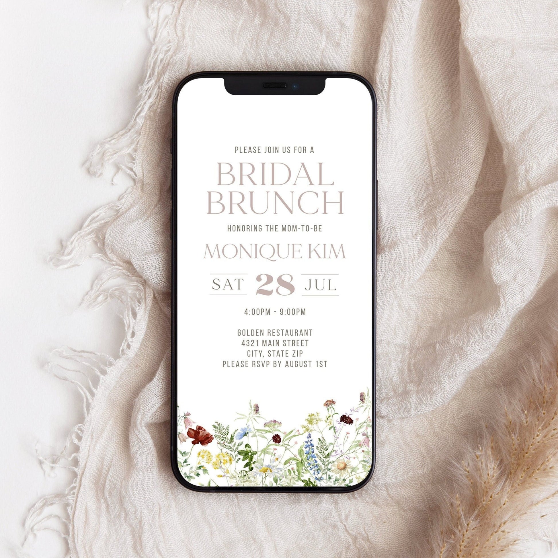 Digital Wildflower Bridal Brunch Invitation | Floral Design | Instant Download