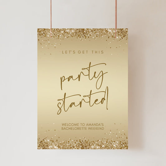 Bachelorette Welcome Sign Template, Bach Party Welcome Poster, Bachelorette Weekend Sign, Gold Luxury Welcome Sign, Custom Editable Template