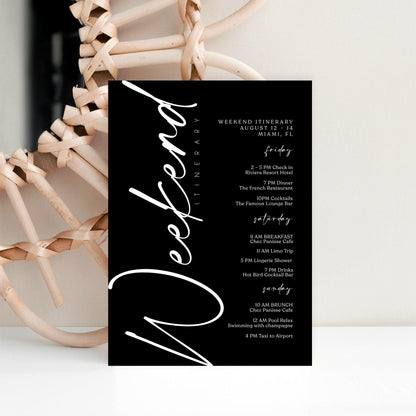 Editable Black Weekend Itinerary Template | MagicalEventCo