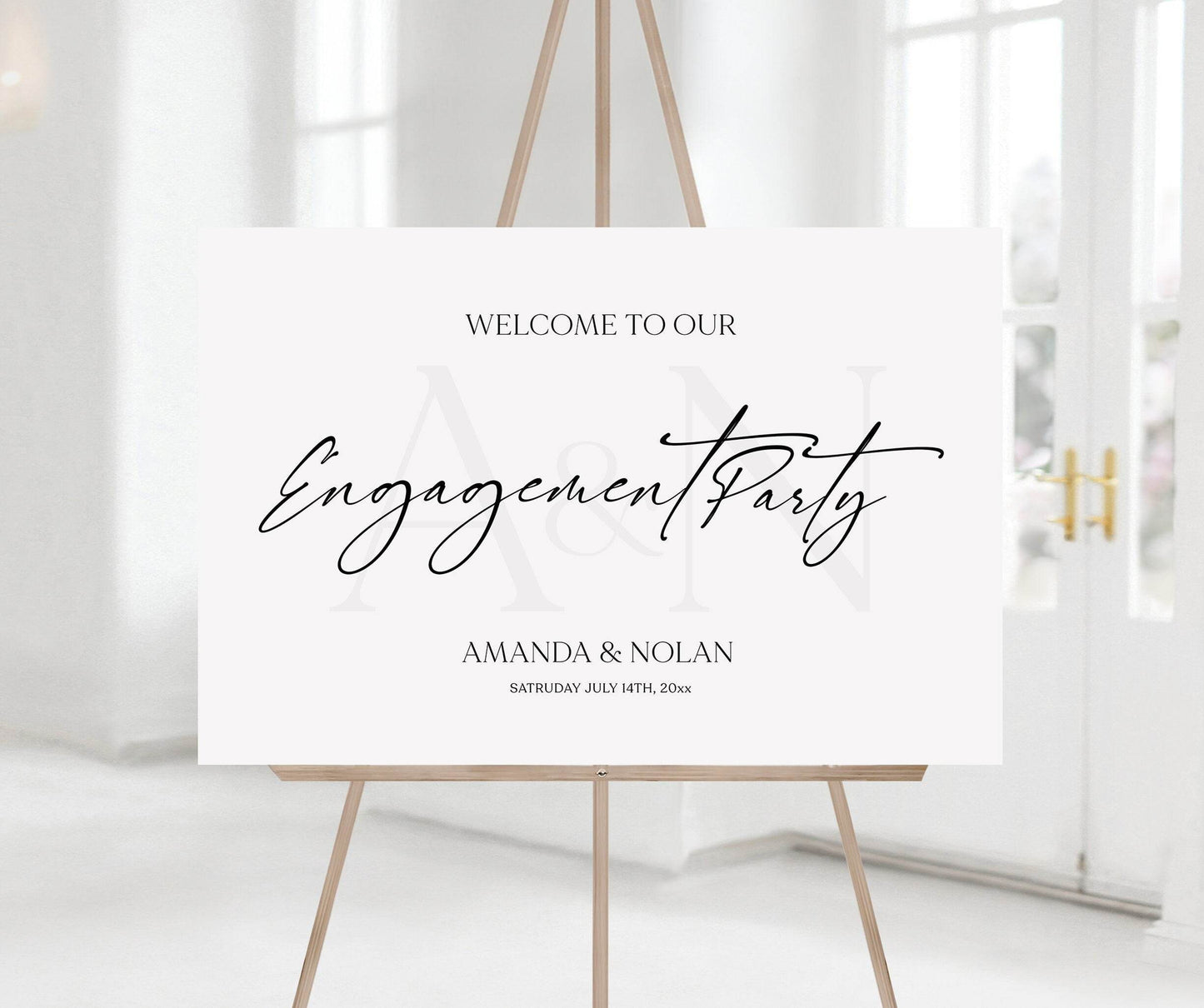 Editable Engagement Party Welcome Sign Template – Elegant Classy Printable Welcome Poster | Simple Modern Engagement Sign | Instant Download