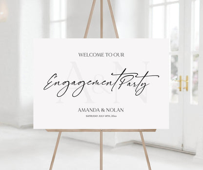 Editable Engagement Party Welcome Sign Template – Elegant Classy Printable Welcome Poster | Simple Modern Engagement Sign | Instant Download