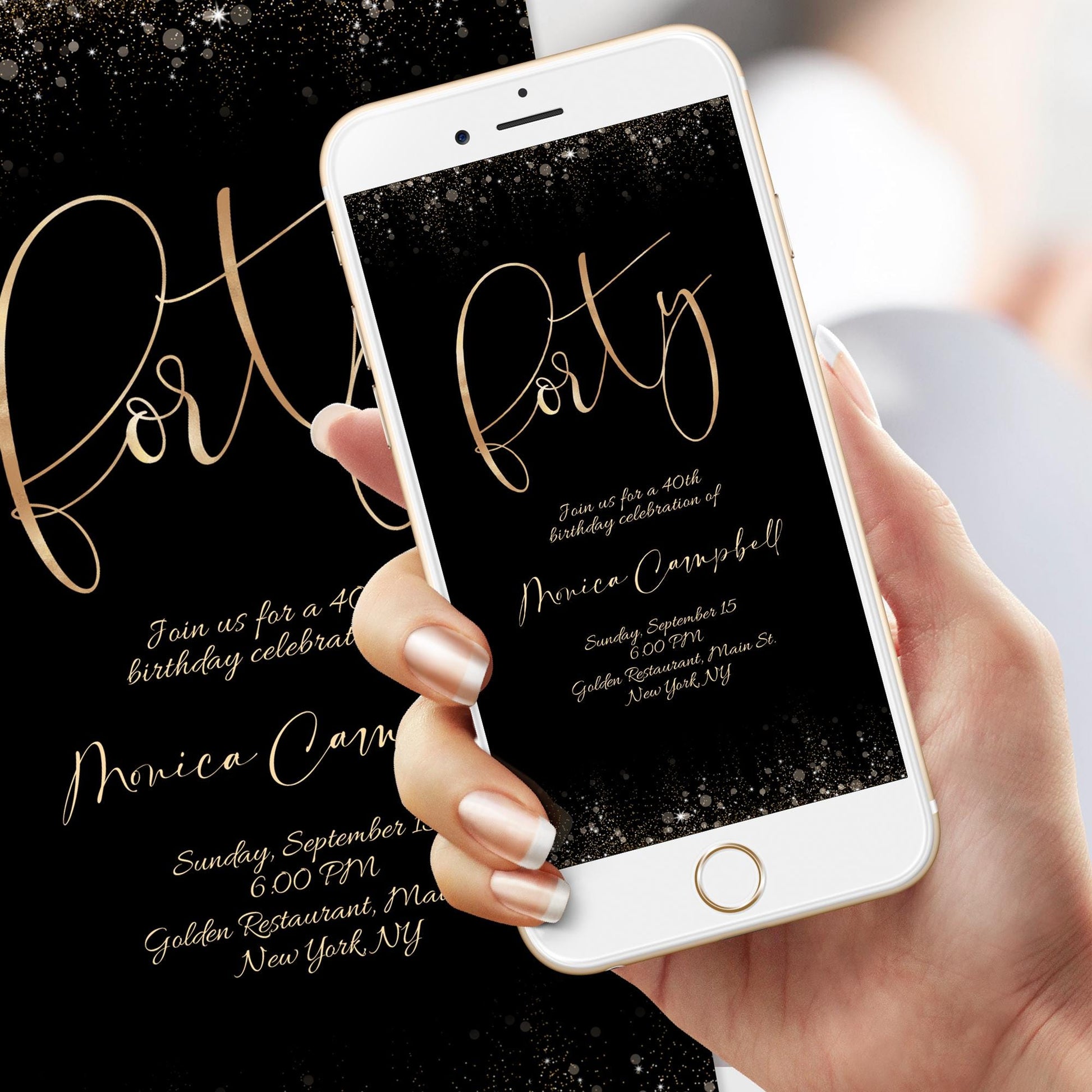 40th Birthday Evite | Editable Digital Invitation | Instant Download - Celebrate Forty