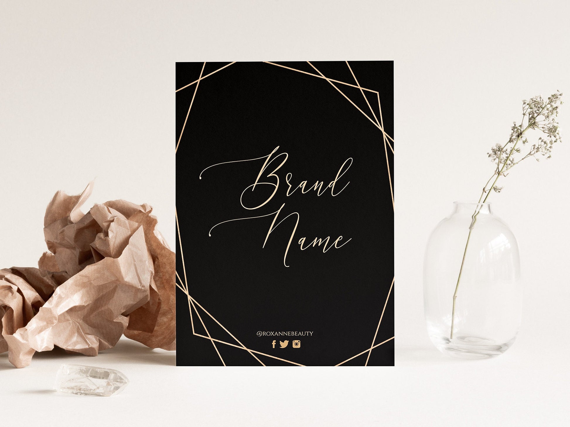 Editable Dark Gold Geometric Price List - Instant Download for Beauty Salons