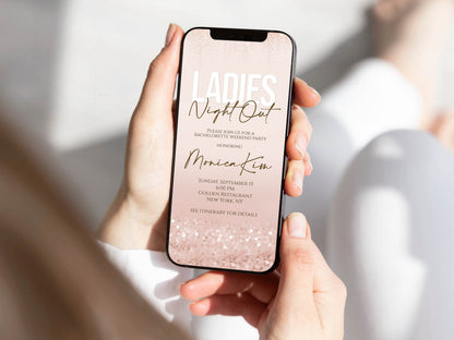 Digital Ladies Night Out Invitation Template, Editable Girls Party Evite, Electronic Bachelorette or Hens Night Invite, Instant Download