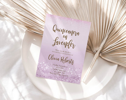 Lilac Purple 15th Birthday Invitation, Lavender Quinceañera Girl Invite, Editable Sweet Fifteen Template, Printable Teen Birthday Evite