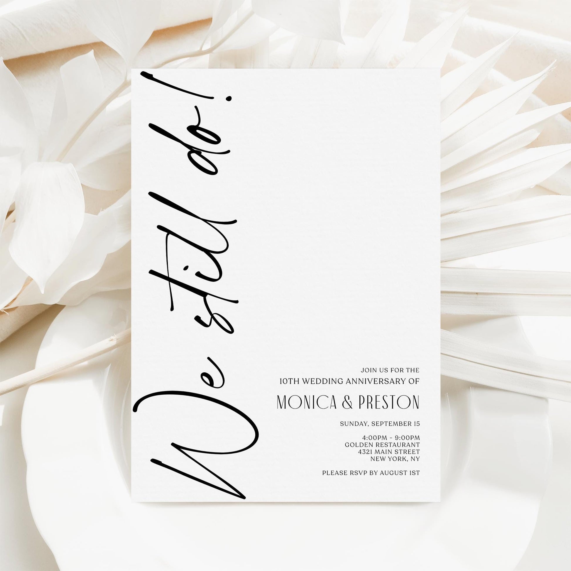 Anniversary Wedding Invitation Template - Editable & Minimalist