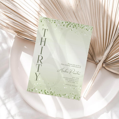 Editable Mint Green 30th Birthday Invitation Template – Printable Surprise Party Invite | Modern Digital Invitation | Email Text Message | Instant Download