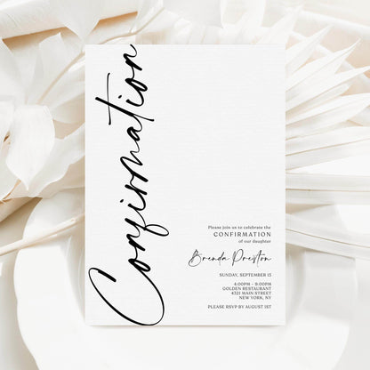 Editable Confirmation Invitation Card Template, Simple Confirmation Invite, Boy Girl Confirmation Invitation, Digital Minimalist Invitation